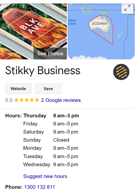 Stikky Google Business Profile example for Local SEO Brisbane tips